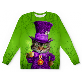 full_print_kids_sweatshirt с принтом Чеширский котик в Ульяновске,  |  | Тематика изображения на принте: 