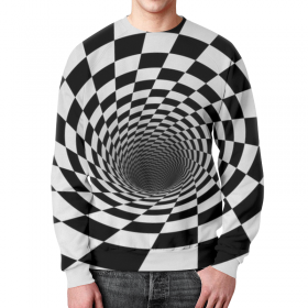 full_print_sweatshirt с принтом ВОРОНКА ШАХМАТНАЯ. ЧЕРНОЕ И БЕЛОЕ. в Ульяновске,  |  | 