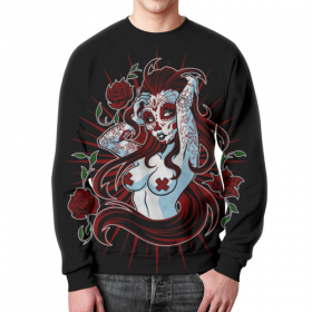 full_print_sweatshirt с принтом Sugar skull girl в Ульяновске,  |  | 