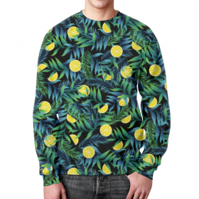 full_print_sweatshirt с принтом Лимоны орнамент в Ульяновске,  |  | Тематика изображения на принте: 