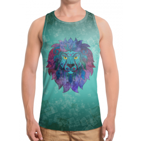 full_print_tanktop с принтом Яркий лев в Ульяновске,  |  | Тематика изображения на принте: 