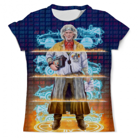 full_print_tee с принтом Back To The Future в Ульяновске, Футболка с нанесением полноцветного изображения по всей поверхности может быть выполнена в двух вариантах - ХЛОПОК и СИНТЕТИКА. | Хлопок - ткань из 100% хлопка высшего качества пенье.  <br>Синтетика - ткань с высоким содержанием синтетического волокна (до 80%).  Материал хорошо тянется, имеет приятную на ощупь фактуру | Тематика изображения на принте: 