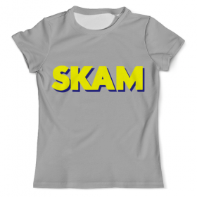 full_print_tee с принтом Skam стыд в Ульяновске, Футболка с нанесением полноцветного изображения по всей поверхности может быть выполнена в двух вариантах - ХЛОПОК и СИНТЕТИКА. | Хлопок - ткань из 100% хлопка высшего качества пенье.  <br>Синтетика - ткань с высоким содержанием синтетического волокна (до 80%).  Материал хорошо тянется, имеет приятную на ощупь фактуру | Тематика изображения на принте: 