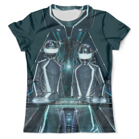 full_print_tee с принтом Daft Punk Design в Ульяновске, Футболка с нанесением полноцветного изображения по всей поверхности может быть выполнена в двух вариантах - ХЛОПОК и СИНТЕТИКА. | Хлопок - ткань из 100% хлопка высшего качества пенье.  <br>Синтетика - ткань с высоким содержанием синтетического волокна (до 80%).  Материал хорошо тянется, имеет приятную на ощупь фактуру | Тематика изображения на принте: 