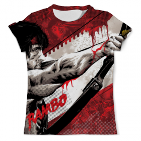 full_print_tee с принтом Rambo: First Blood в Ульяновске, Футболка с нанесением полноцветного изображения по всей поверхности может быть выполнена в двух вариантах - ХЛОПОК и СИНТЕТИКА. | Хлопок - ткань из 100% хлопка высшего качества пенье.  <br>Синтетика - ткань с высоким содержанием синтетического волокна (до 80%).  Материал хорошо тянется, имеет приятную на ощупь фактуру | Тематика изображения на принте: 