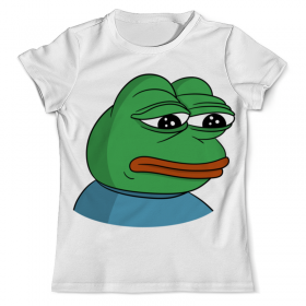 full_print_tee с принтом Pepe the frog в Ульяновске, Футболка с нанесением полноцветного изображения по всей поверхности может быть выполнена в двух вариантах - ХЛОПОК и СИНТЕТИКА. | Хлопок - ткань из 100% хлопка высшего качества пенье.  <br>Синтетика - ткань с высоким содержанием синтетического волокна (до 80%).  Материал хорошо тянется, имеет приятную на ощупь фактуру | Тематика изображения на принте: 