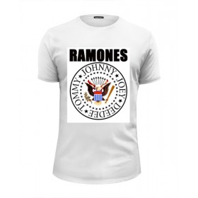 Мужская футболка Premium с принтом Ramones в Ульяновске, Белый, черный, серый меланж, голубой: 100% хлопок, плотность 160 гр. Остальные цвета: 92% хлопок, 8% лайкра, плотность 170-180гр. |  | Тематика изображения на принте: 