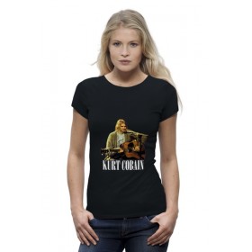 Женская футболка Premium с принтом Nirvana Kurt Cobain guitar t-shirt в Ульяновске,  |  | 